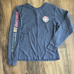 Roxy Navy Long Sleeve women’s Tee with Colorful Sleeve